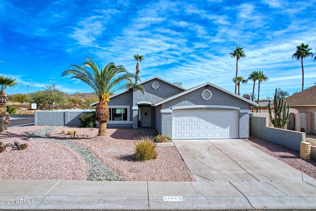 single story home with a garage