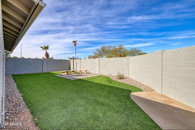 view of yard featuring a patio area