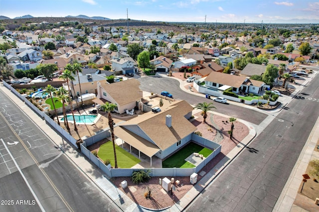 drone / aerial view with a mountain view