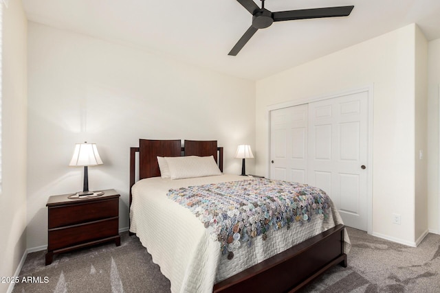 11312 E Newcastle Ave, Mesa, AZ 85209 - bedroom featuring carpet floors, a closet, and ceiling fan
