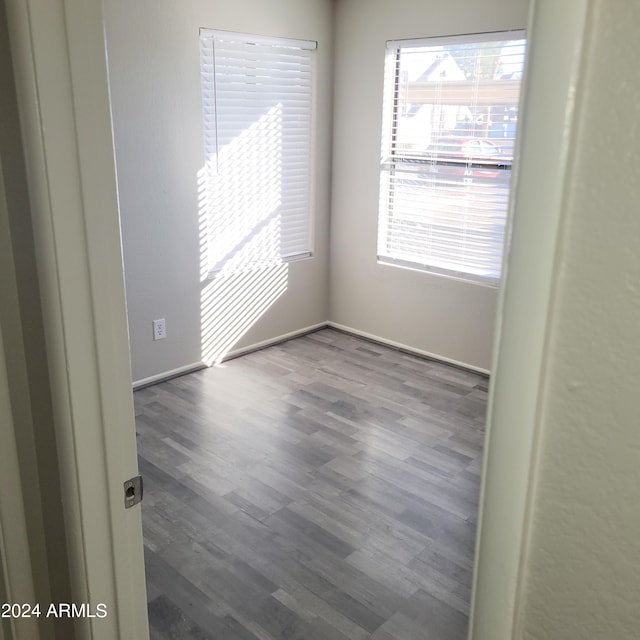 empty room with hardwood / wood-style floors