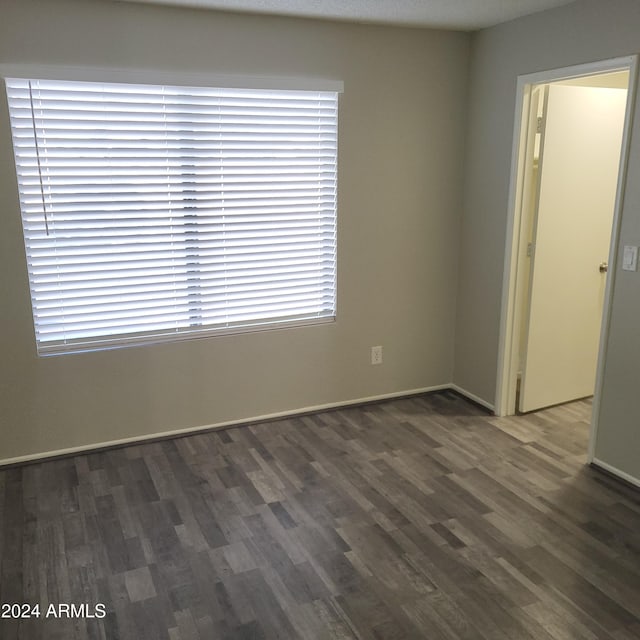 unfurnished room with plenty of natural light and dark wood-type flooring