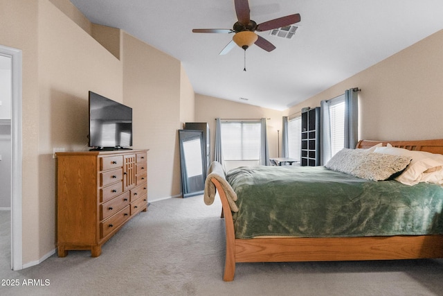 300 W Cardinal Way, Chandler, AZ 85286 - bedroom with vaulted ceiling, light colored carpet, ceiling fan, and baseboards