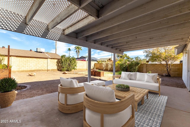 view of patio featuring an outdoor living space