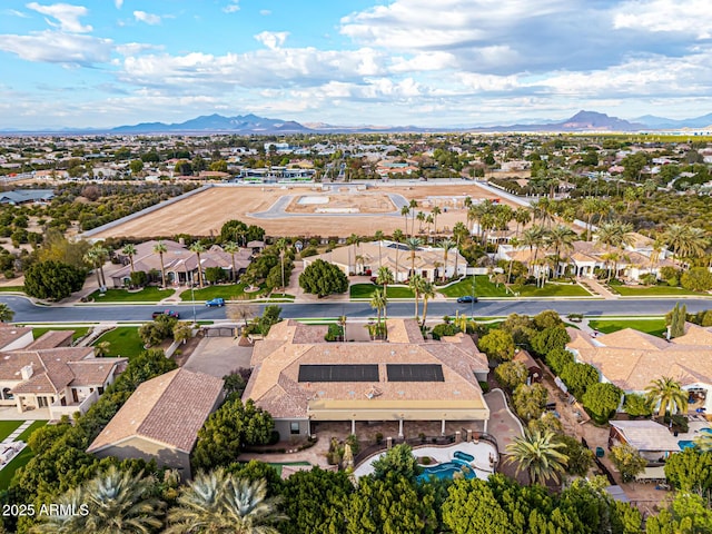 drone / aerial view with a mountain view