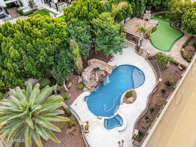 view of pool featuring a patio