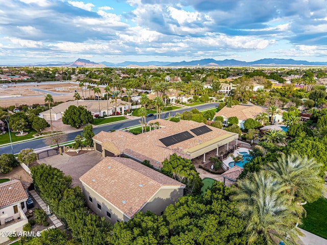 aerial view with a mountain view