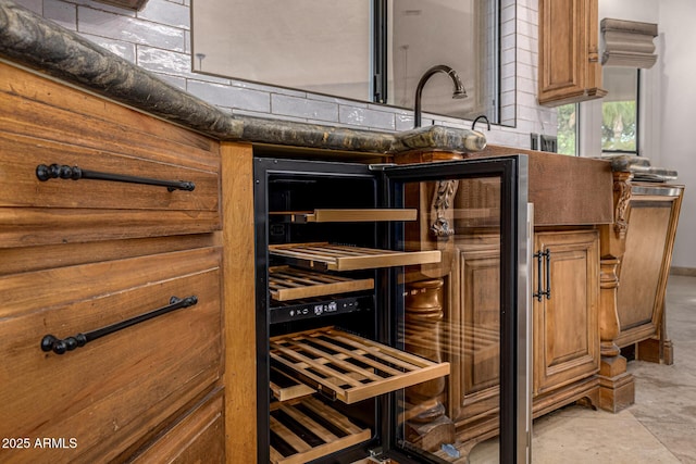 interior space featuring beverage cooler