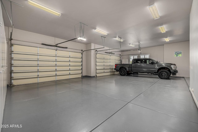 garage with a garage door opener