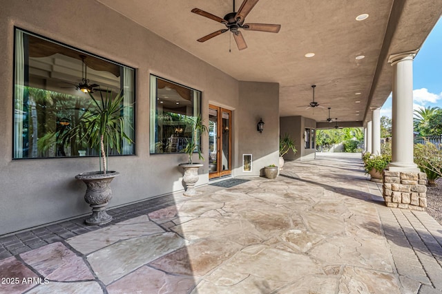 view of patio with ceiling fan