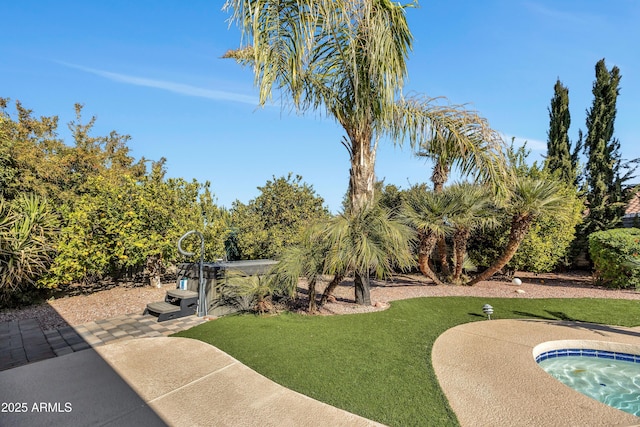 view of yard featuring a jacuzzi