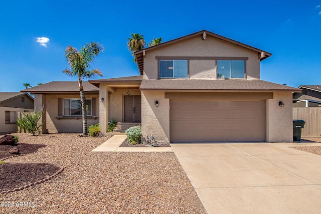 view of front of house with a garage