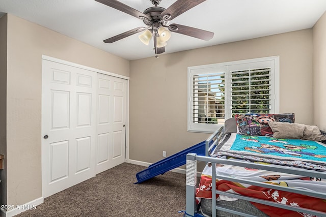 8620 E Sells Dr, Scottsdale, AZ 85251 - bedroom with carpet flooring, ceiling fan, and a closet