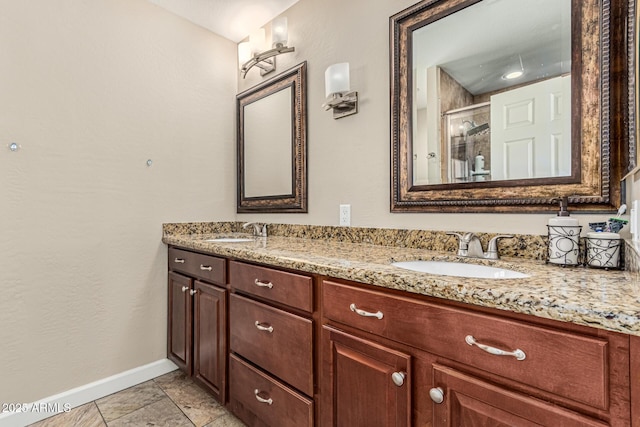 8620 E Sells Dr, Scottsdale, AZ 85251 - full bathroom with double vanity and a stall shower