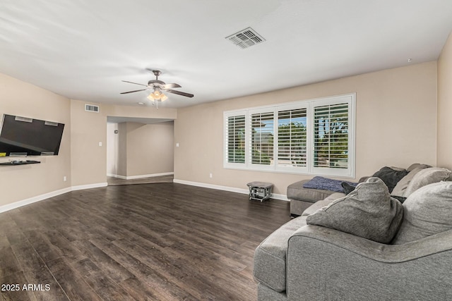 8620 E Sells Dr, Scottsdale, AZ 85251 - unfurnished living room with a ceiling fan and wood finished floors