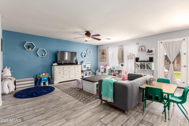 4034 E Mine Shaft Rd, San Tan Valley, AZ 85143 - living area with a ceiling fan and wood finished floors