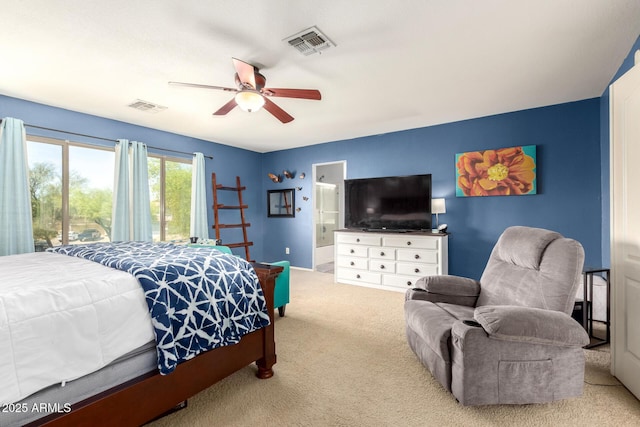 4034 E Mine Shaft Rd, San Tan Valley, AZ 85143 - carpeted bedroom with ceiling fan and ensuite bathroom