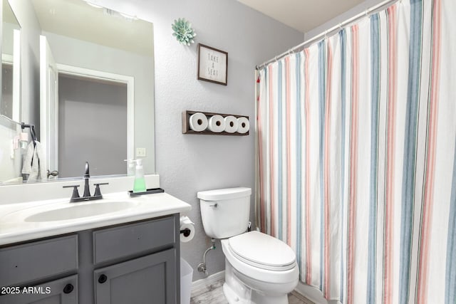 4034 E Mine Shaft Rd, San Tan Valley, AZ 85143 - bathroom with vanity, toilet, and a shower with curtain