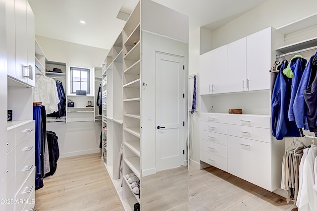 walk in closet featuring light wood-type flooring