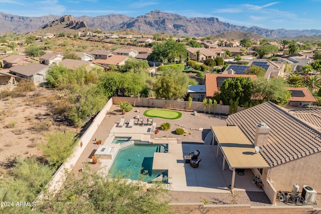 aerial view featuring a mountain view