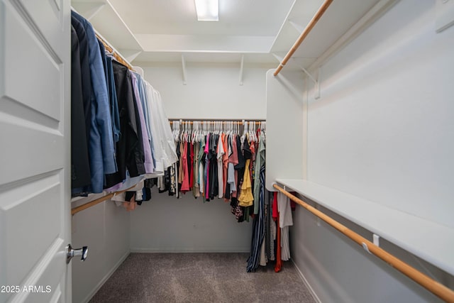 spacious closet with dark carpet