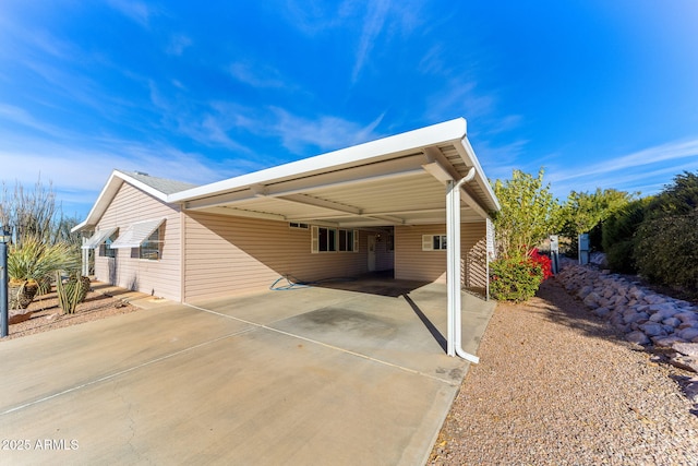 exterior space featuring a carport