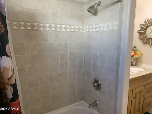 bathroom with vanity and shower / tub combo