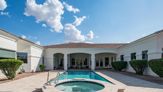 3126 E Fruitvale Ct, Gilbert, AZ 85297 - view of pool featuring french doors, a patio area, and a pool with connected hot tub
