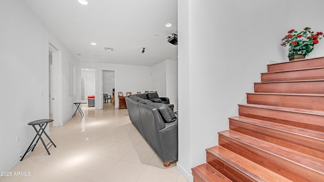 3126 E Fruitvale Ct, Gilbert, AZ 85297 - stairs with recessed lighting, tile patterned floors, and baseboards