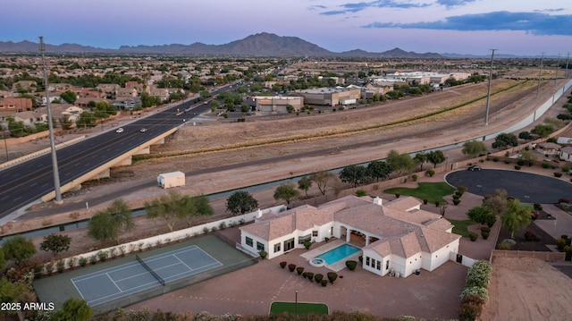 3126 E Fruitvale Ct, Gilbert, AZ 85297 - aerial view of residential area featuring mountains and a pool