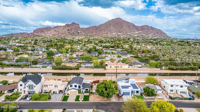 drone / aerial view with a mountain view and a residential view