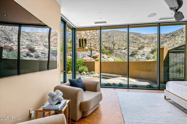 43105 N 102nd St, Scottsdale, AZ 85262 - bedroom with a wall of windows, a mountain view, and access to exterior