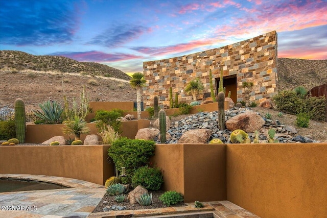 exterior space featuring a mountain view