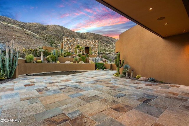 view of patio with a mountain view