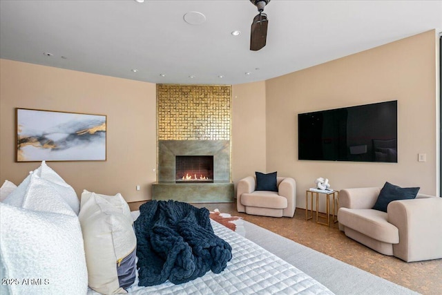 43105 N 102nd St, Scottsdale, AZ 85262 - living area with recessed lighting and a fireplace