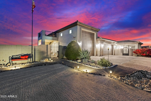 view of front of home with a garage