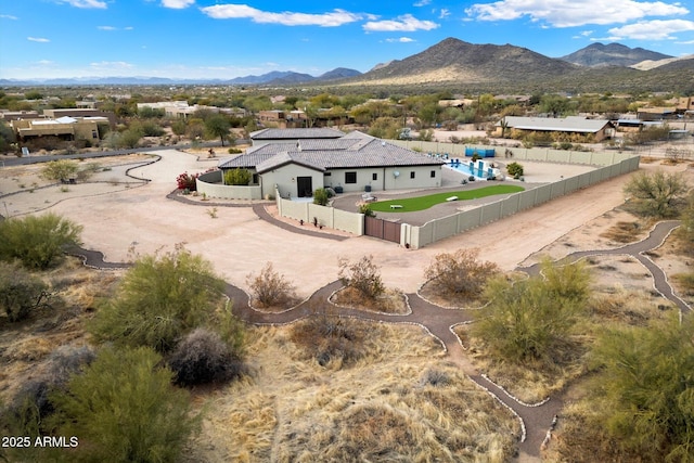 exterior space featuring a mountain view