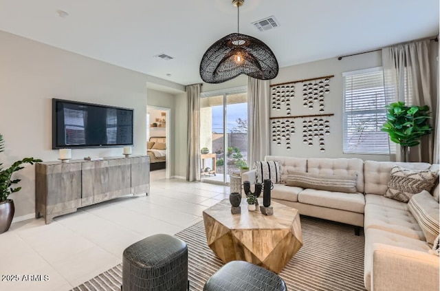 view of tiled living room