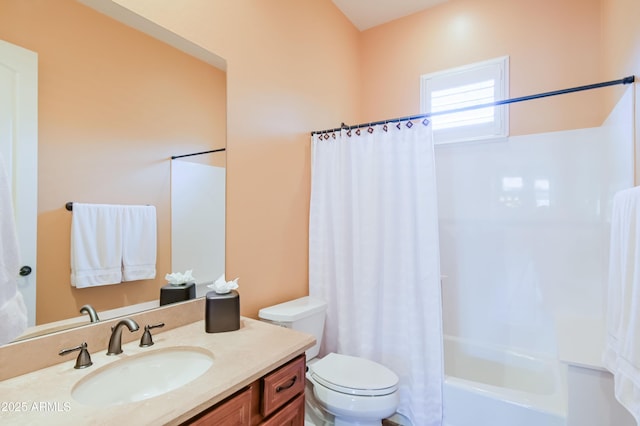 32731 N 74th Way, Scottsdale, AZ 85266 - bathroom with vanity, toilet, and shower / bathtub combination with curtain