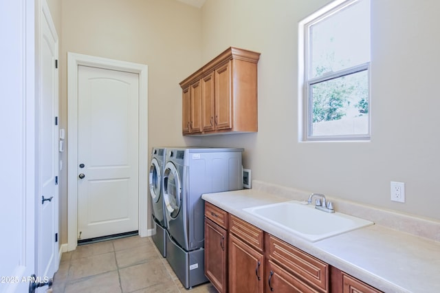 32731 N 74th Way, Scottsdale, AZ 85266 - washroom featuring cabinet space, washer and clothes dryer, and light tile patterned flooring