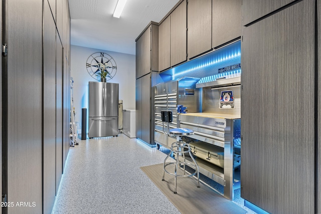 kitchen with stainless steel fridge