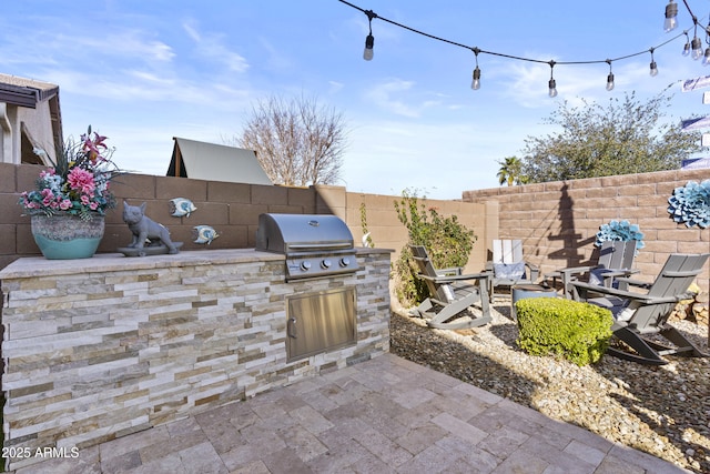 view of patio / terrace with an outdoor kitchen and a grill