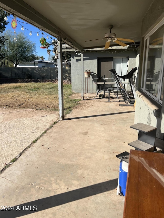 view of patio with ceiling fan