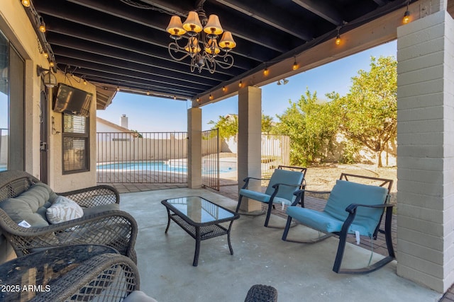 view of patio with a fenced backyard and a fenced in pool