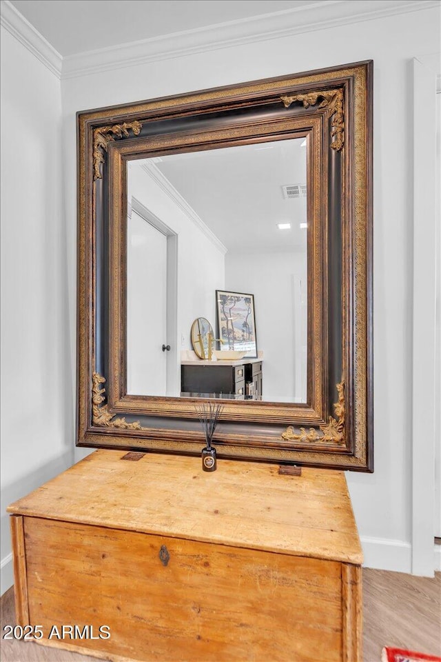 3505 N Miller Rd, Scottsdale, AZ 85251 - detailed view of baseboards, ornamental molding, and wood finished floors
