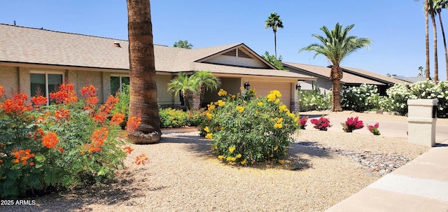 4617 E Emile Zola Ave, Phoenix, AZ 85032 - ranch-style house with an attached garage, roof with shingles, and stucco siding
