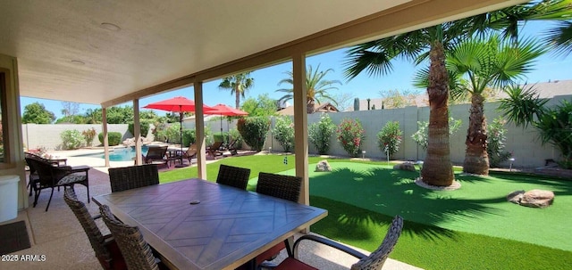 4617 E Emile Zola Ave, Phoenix, AZ 85032 - fenced backyard featuring a patio area and outdoor dining space