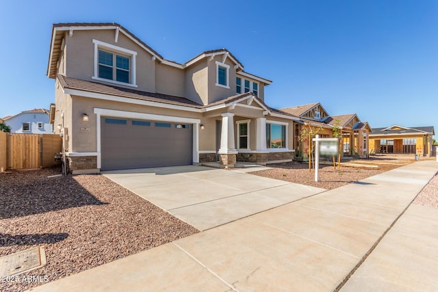 view of front of house with a garage