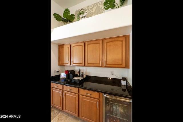 kitchen featuring wine cooler