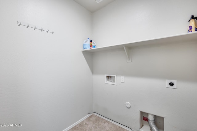 laundry room featuring hookup for a washing machine, gas dryer hookup, and electric dryer hookup